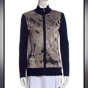 St John Mock Neck Zip up Sweater Jacket size large